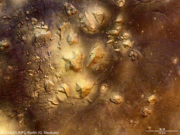 Unusual stone mesas of the Cydonia region on Mars