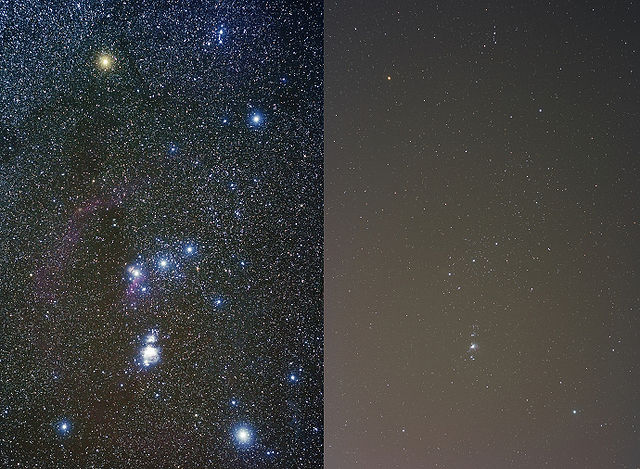 Light pollution Orion photo by JP Stanley. License: CC BY 2.0.