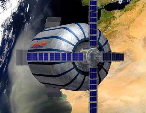 An artist impression of Genesis I in low Earth orbit. Image Credits: Bigelow Aerospace.