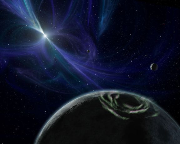 An artist's conception of PSR B1257+12's system of planets