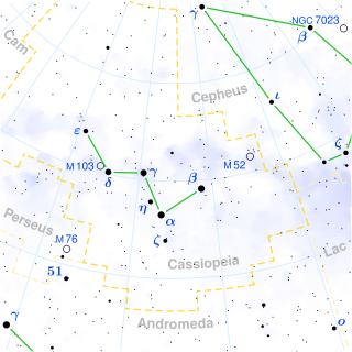 Cassiopeia constellation sky map