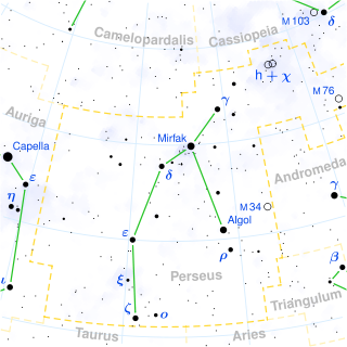 Perseus constellation sky map