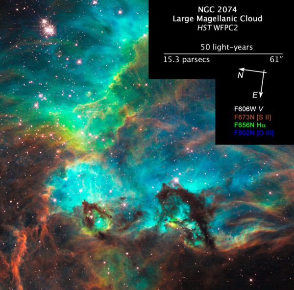 Star Cluster Nebula NGC 2074 in the Large Magellanic Cloud