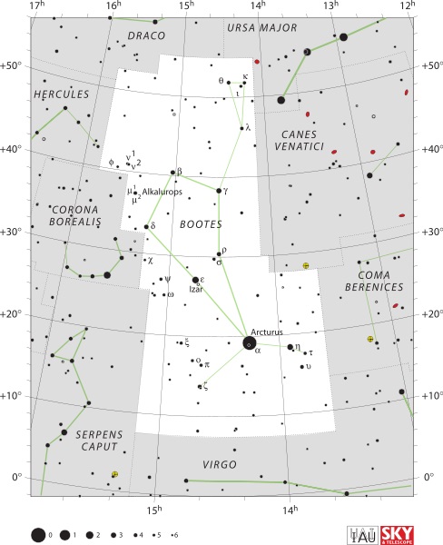 Bootes Constellation Map