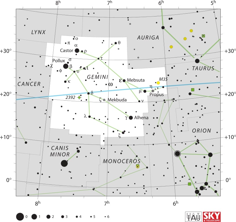 Gemini Constellation Map IAU