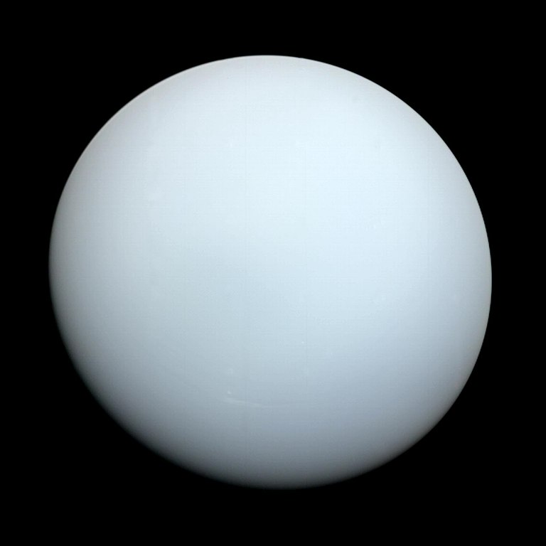 Photograph of Uranus in true color by Voyager 2 in 1986.