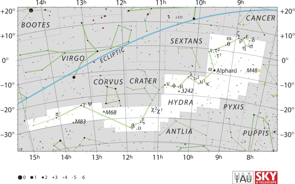 Hydra Constellation Map IAU