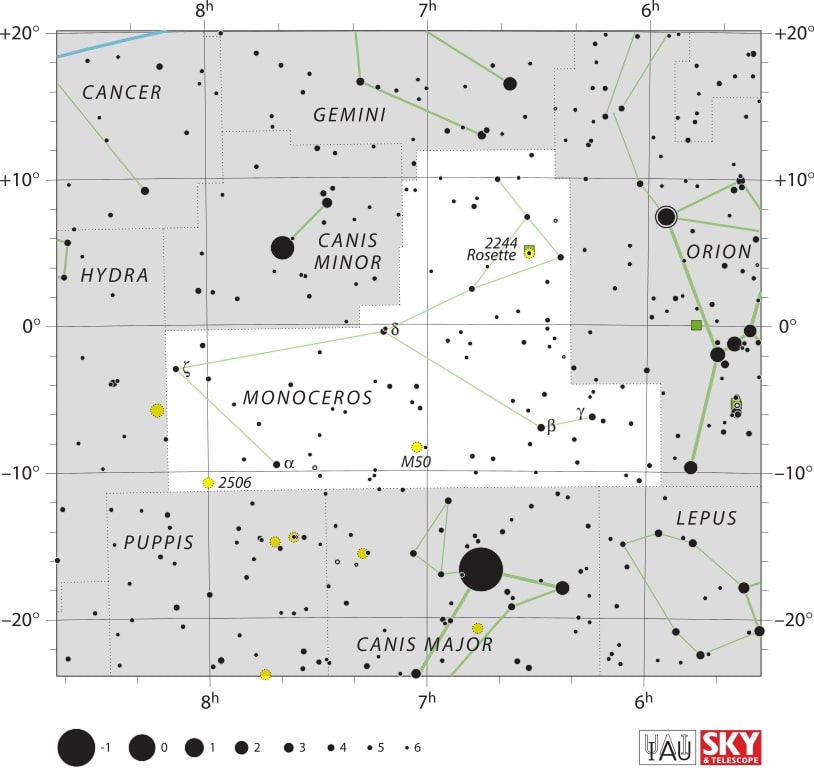 Monoceros Constellation Map IAU