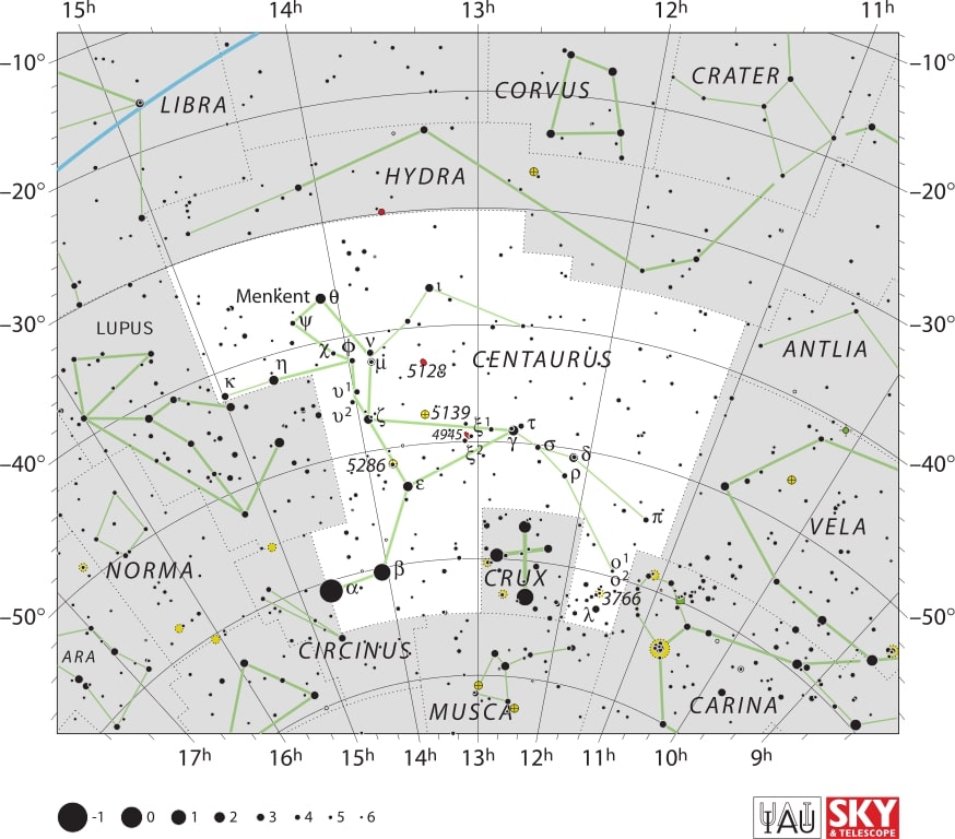 Centaurus Constellation Map IAU
