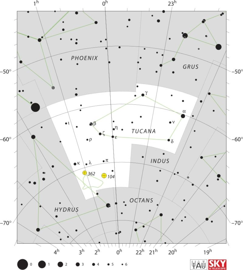 Tucana Constellation Map IAU