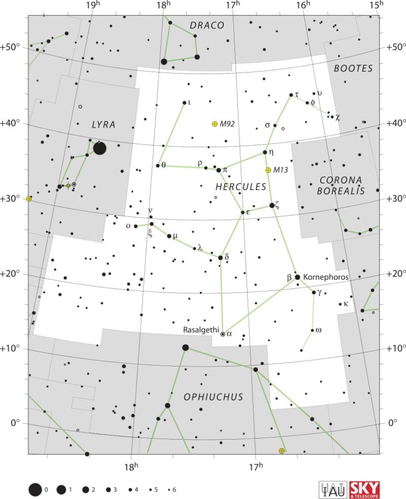 Hercules Constellation Map IAU