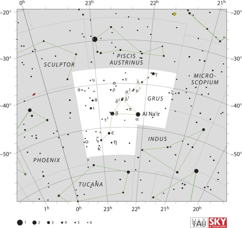 Grus Constellation Map IAU