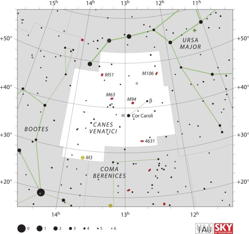 Canes Venatici Constellation Map IAU