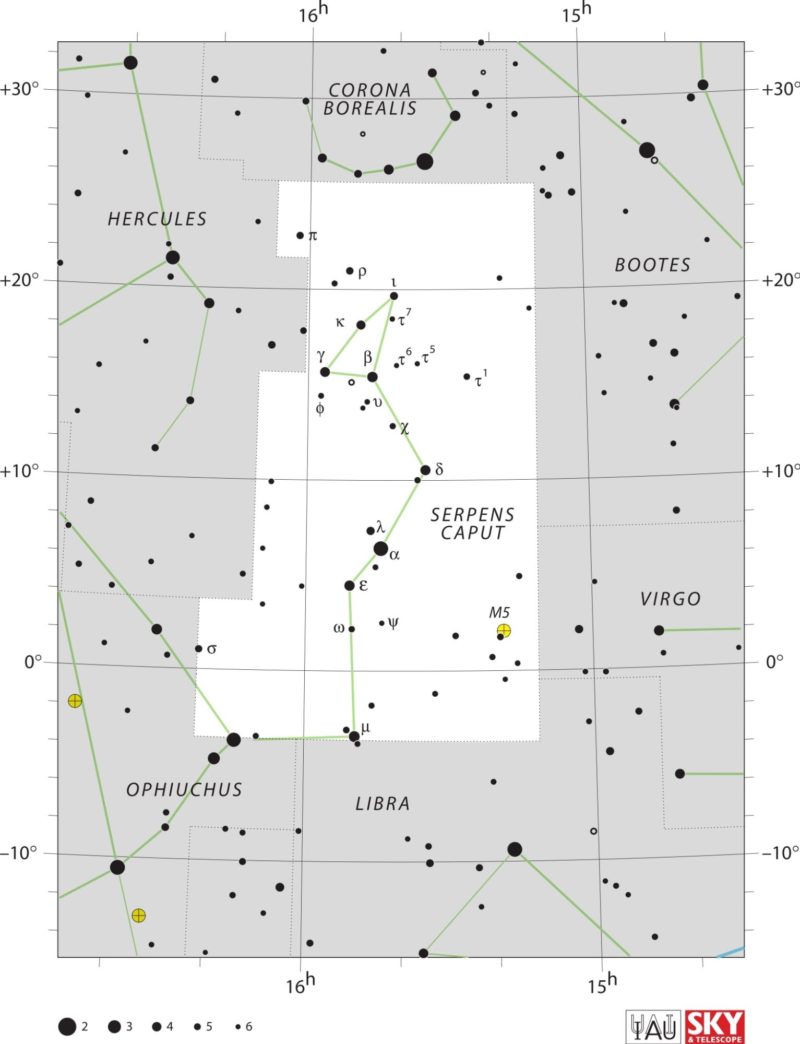 Serpens Caput Constellation Map IAU